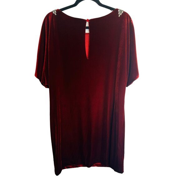 Adrianna Papell 8 Evening Dress Burgundy Wine Velvet With Rhinestones - Picture 2 of 14